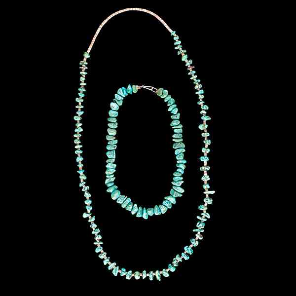 Appraisal: Santo Domingo Turquoise Nugget Necklaces Collected by Virginia Doneghy -