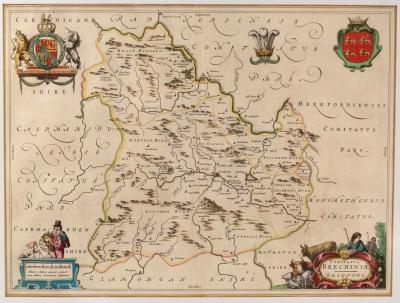 Appraisal: John Speed County Map of Brechiniae hand coloured engraving cm