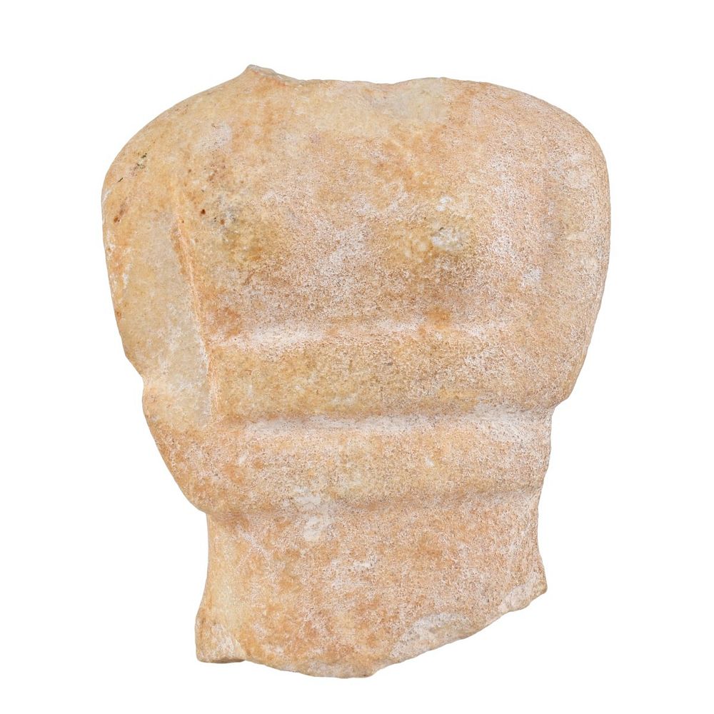 Appraisal: A Cycladic Marble Torso Mounted on Marble Stand A Cycladic