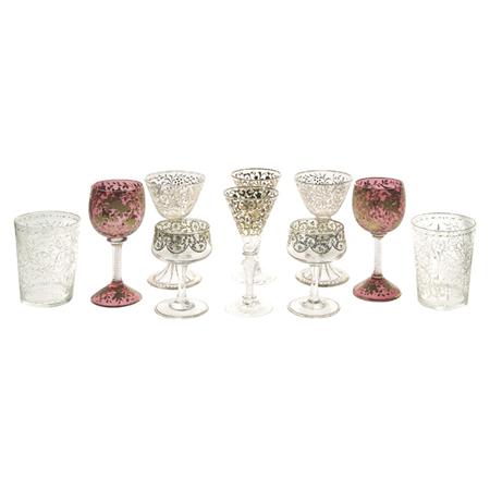 Appraisal: Group of Gilt Decorated Glass Stemware Estimate -