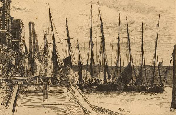 Appraisal: James Abbott McNeill Whistler American - Billingsgate K Etching printed