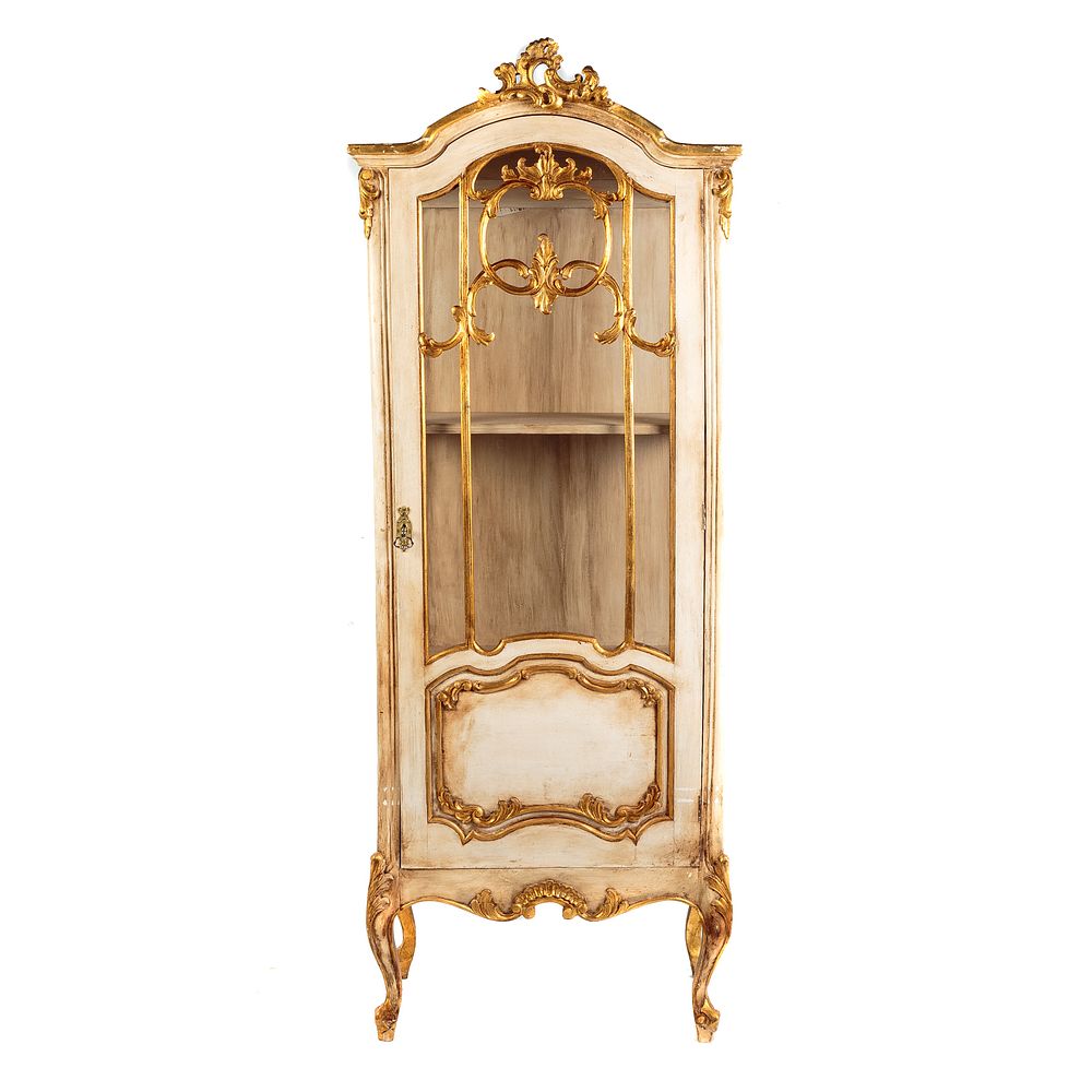 Appraisal: Louis XV Style Painted Wood Curio Cabinet Paint and gilt