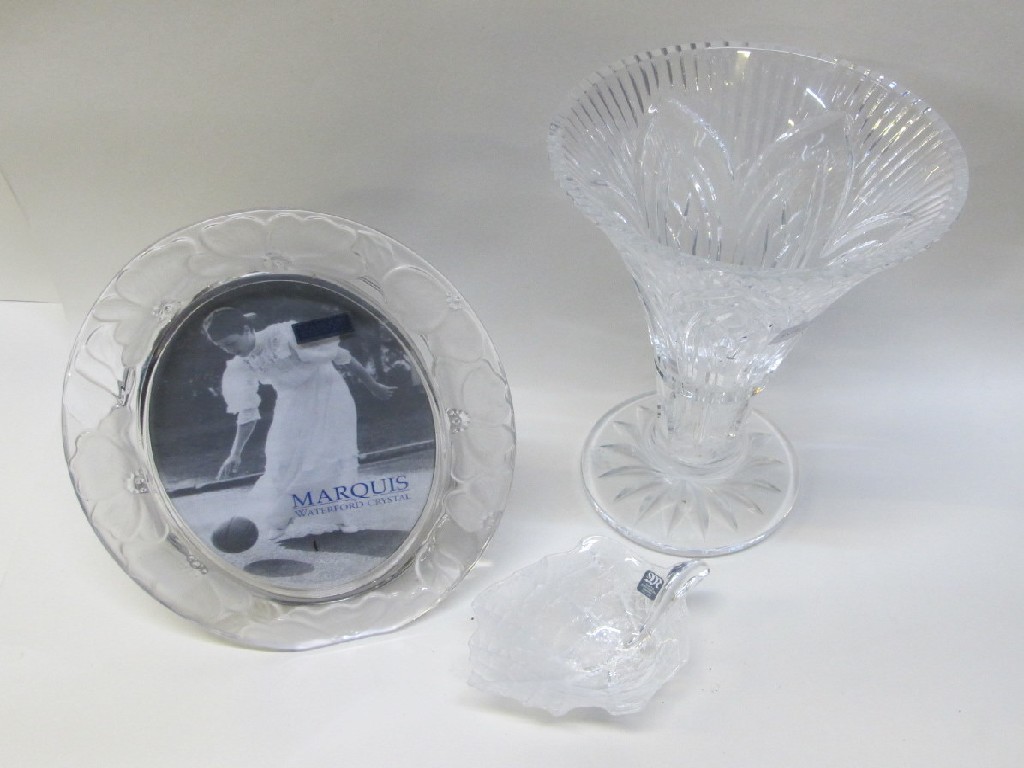 Appraisal: Waterford crystal vase and frame and a Mats Jonasson dish