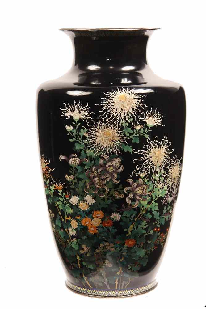 Appraisal: JAPANESE CLOISONNE FLOOR VASE - Fine Quality Japanese silver Cloisonne