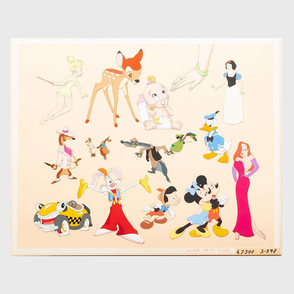 Appraisal: Walt Disney Studios Collage of Toons A collection of hand-painted