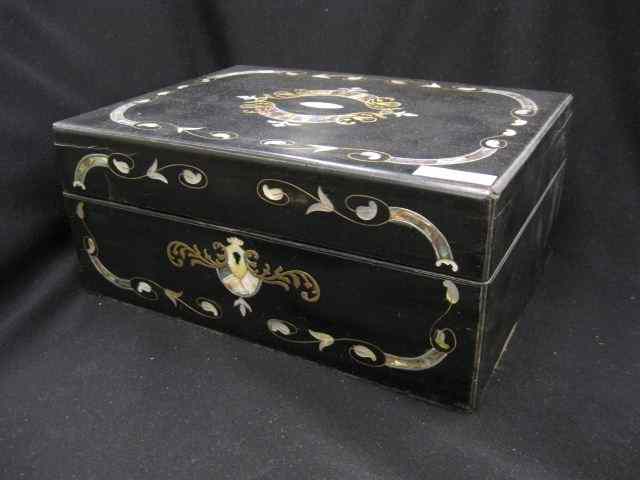 Appraisal: Victorian Box fine inlaid metalwork and abalone on ebonized wood