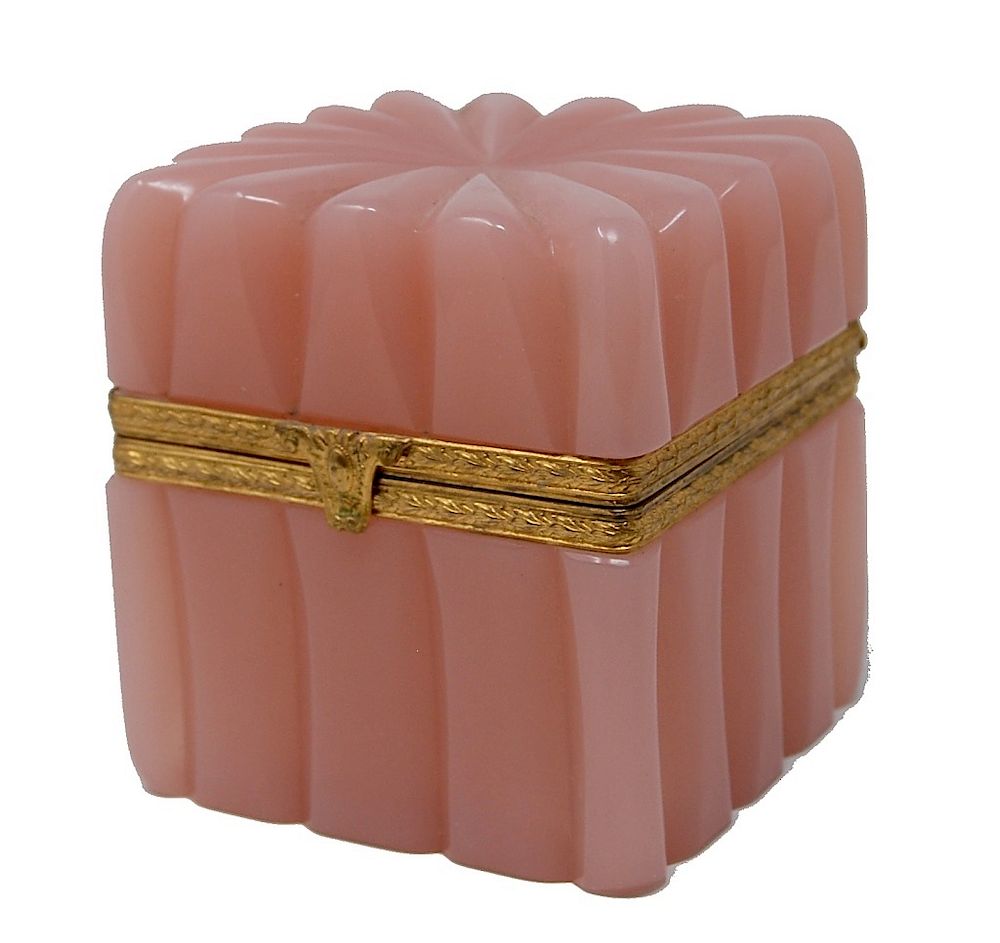 Appraisal: French Opaline Glass Jewelry Casket French Opaline Glass Jewelry Casket