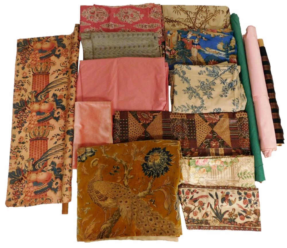 Appraisal: TEXTILES Early unused fabric lengths fragments and early remnants as