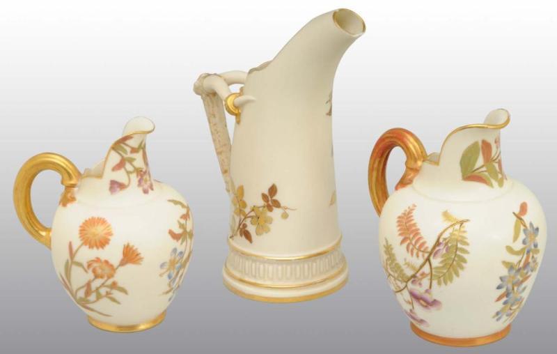 Appraisal: Lot of Porcelain Pitchers Description All are Royal Flemish and