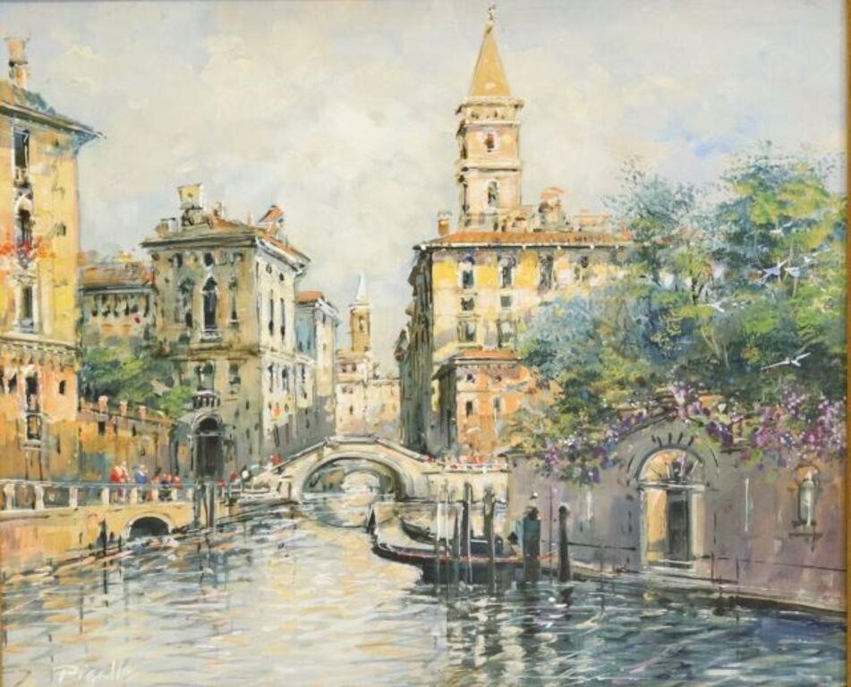 Appraisal: Framed oil on canvas painting Venetian Canal Scene signed lower