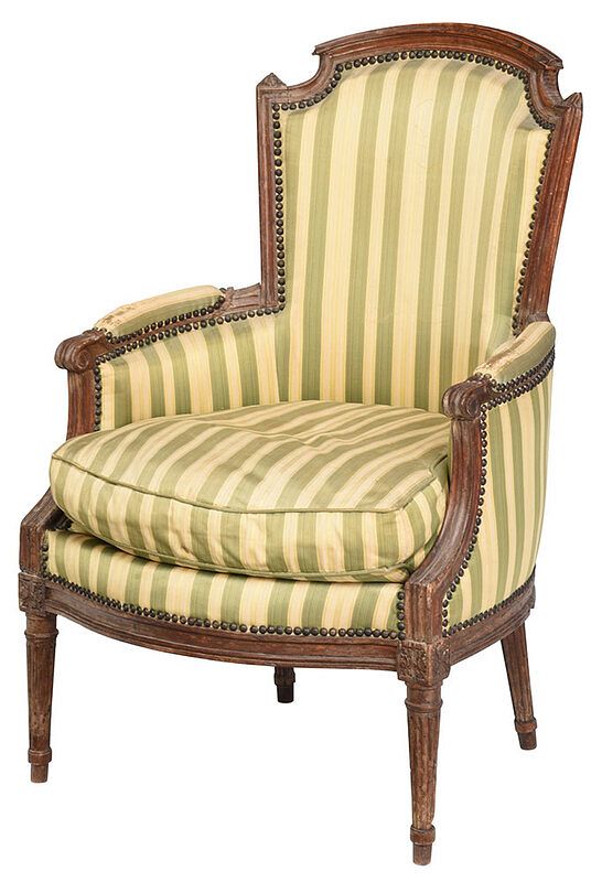 Appraisal: Louis XVI Carved Beechwood Upholstered Bergere French late th century