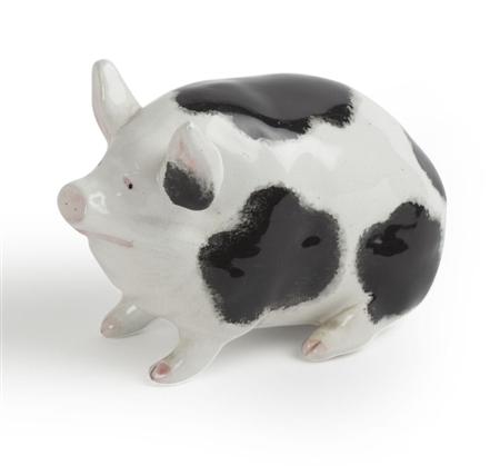 Appraisal: WEMYSS WARE SMALL PIG FIGURE POST decorated by Joe Nekola