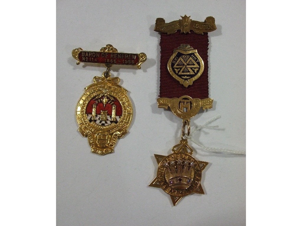 Appraisal: Two Masonic medals - one ct gold