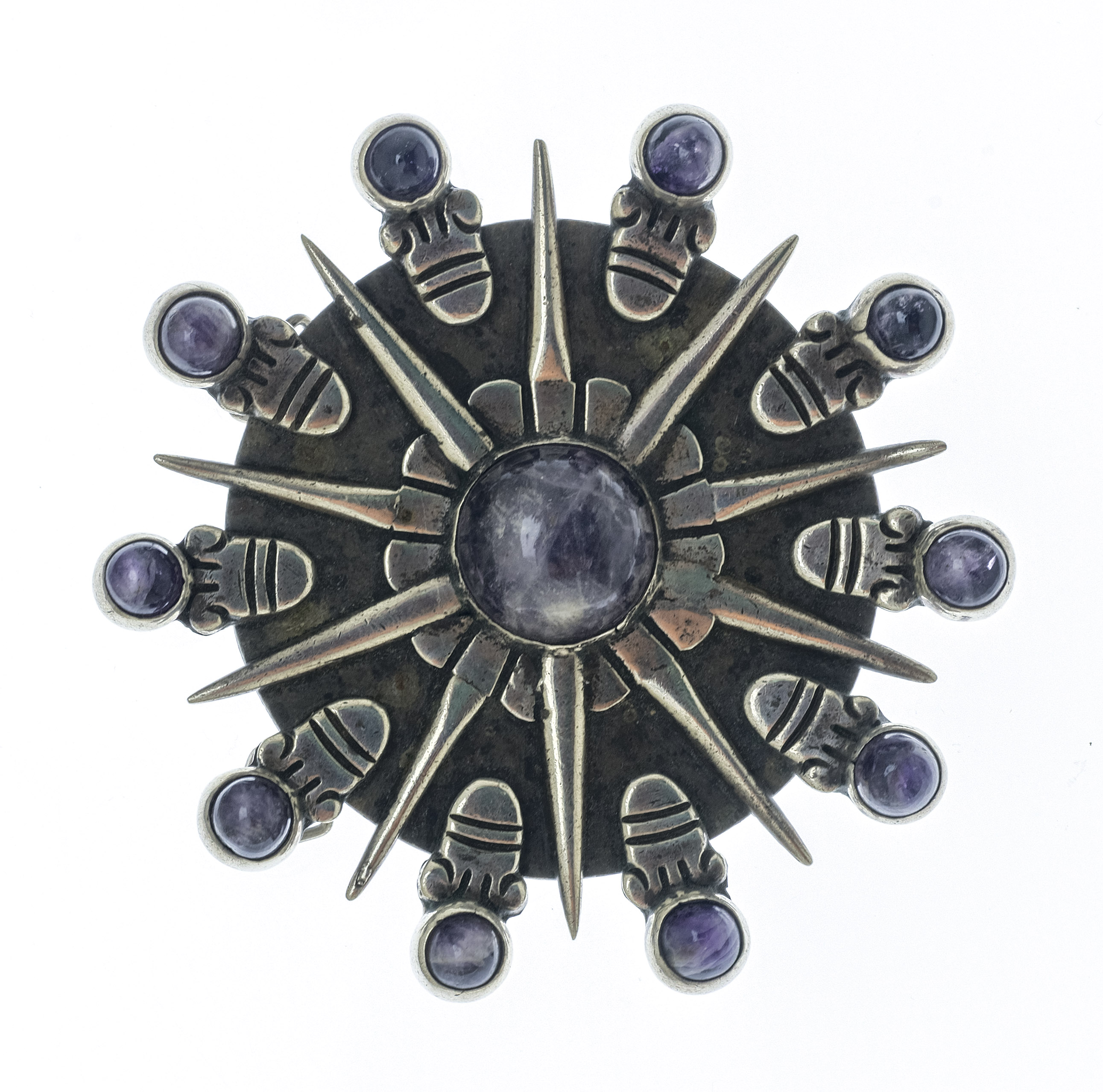 Appraisal: WILLIAM SPRATLING SILVER AND AMETHYST PENDANT BROOCH Taxco Mexico -