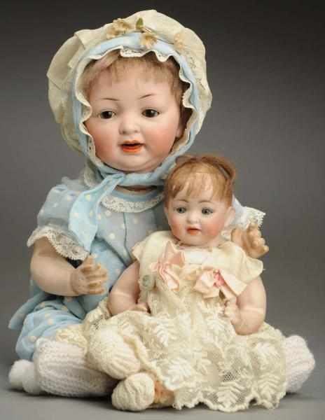 Appraisal: Lot of German Character Baby Dolls Both are bisque socket