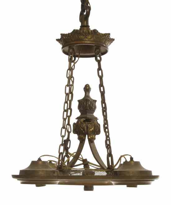 Appraisal: A Bronze Neoclassical Fixture the lobed frame set with five