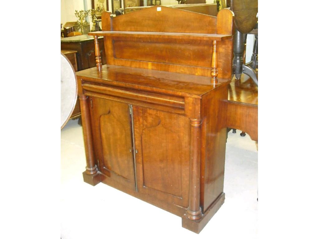 Appraisal: Small Victorian mahogany chiffonier the raised pediment back with a