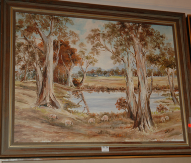 Appraisal: W F POWELL BUSH SCENE OIL ON BOARD