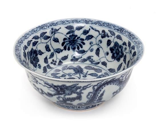 Appraisal: A Chinese Export Blue and White Porcelain Bowl Diameter inches