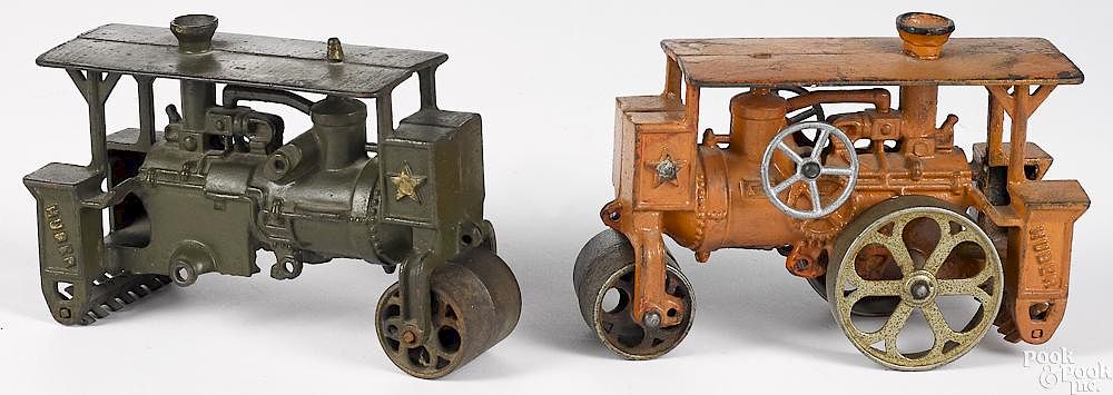 Appraisal: Two Hubley cast iron Huber steam roller tractors Two Hubley