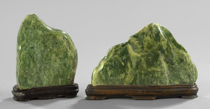 Appraisal: Group of Two Green Marble Mountains consisting of a Kuang-Hsu