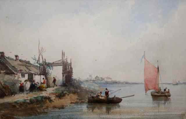 Appraisal: J CHANDLIERDutch fishing village with boats watercolour signed in pencil