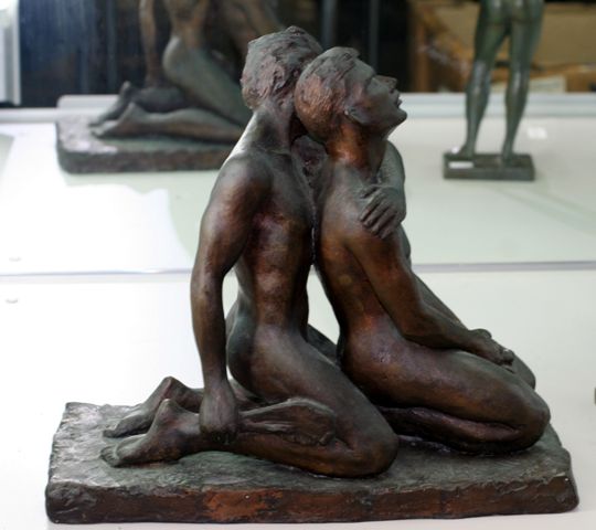 Appraisal: Daime Pimentel Cain and Abel bronze sculpture cm high