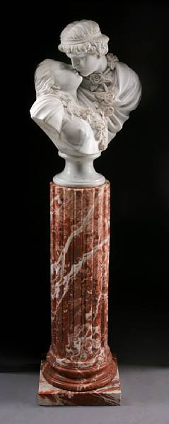 Appraisal: A Belle poque style carved marble bust of two lovers