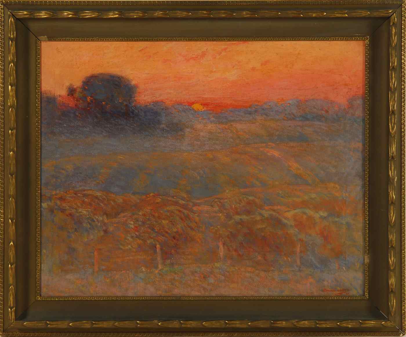 Appraisal: DAWSON DAWSON-WATSONAmerican - Dramatic sunset over a vineyard Signed and