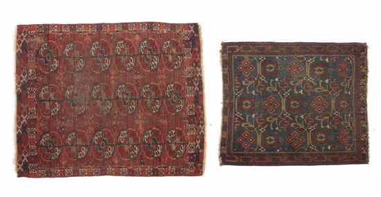 Appraisal: Two Persian Wool Mats comprising a Bokhara example having repeating