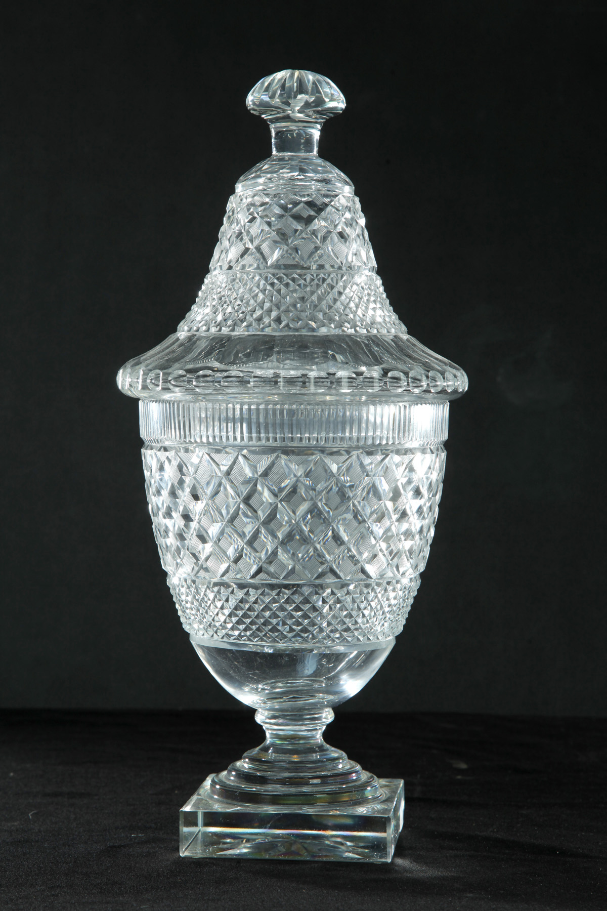 Appraisal: LARGE CUT GLASS COVERED URN England nd half- th century