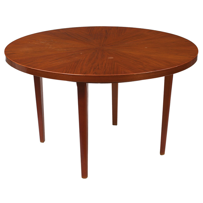 Appraisal: Carl Malmsten dining table Sweden round top with starburst veneer