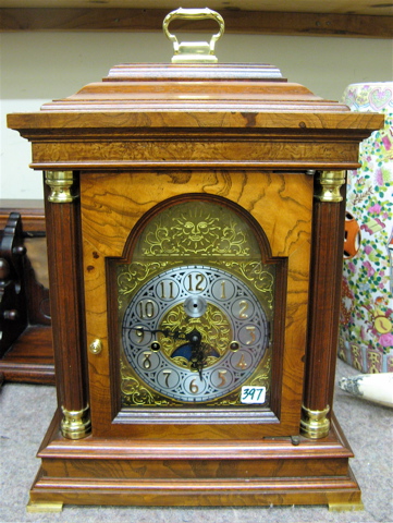 Appraisal: WALNUT BRACKET CLOCK The GMK-Fancher Clock Co Aldingen Black Forest