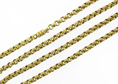 Appraisal: A Regency gold longuard chain Fluted circular links with pellet