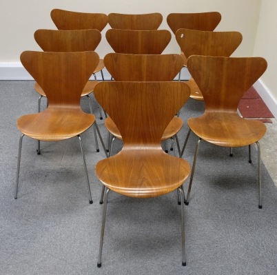 Appraisal: Mid Century Fritz Hansen Stacking chairs