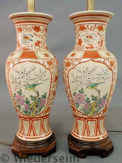 Appraisal: Pair of Chinese porcelain style table lamps with floral and