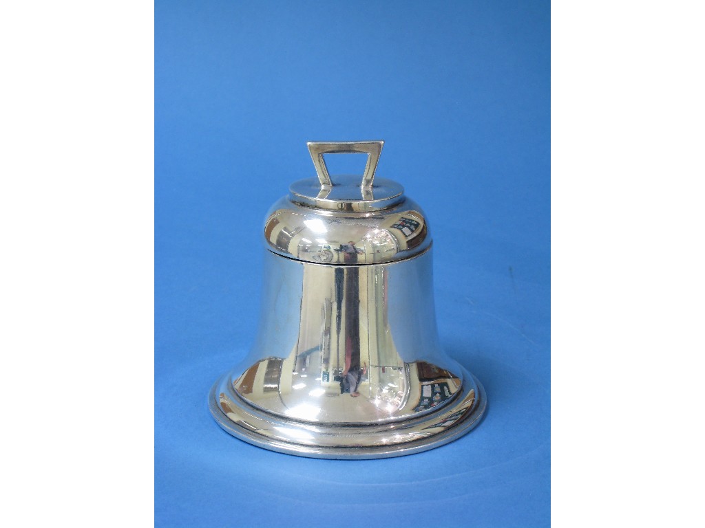 Appraisal: A George V Inkwell of bell shape with hinged lid