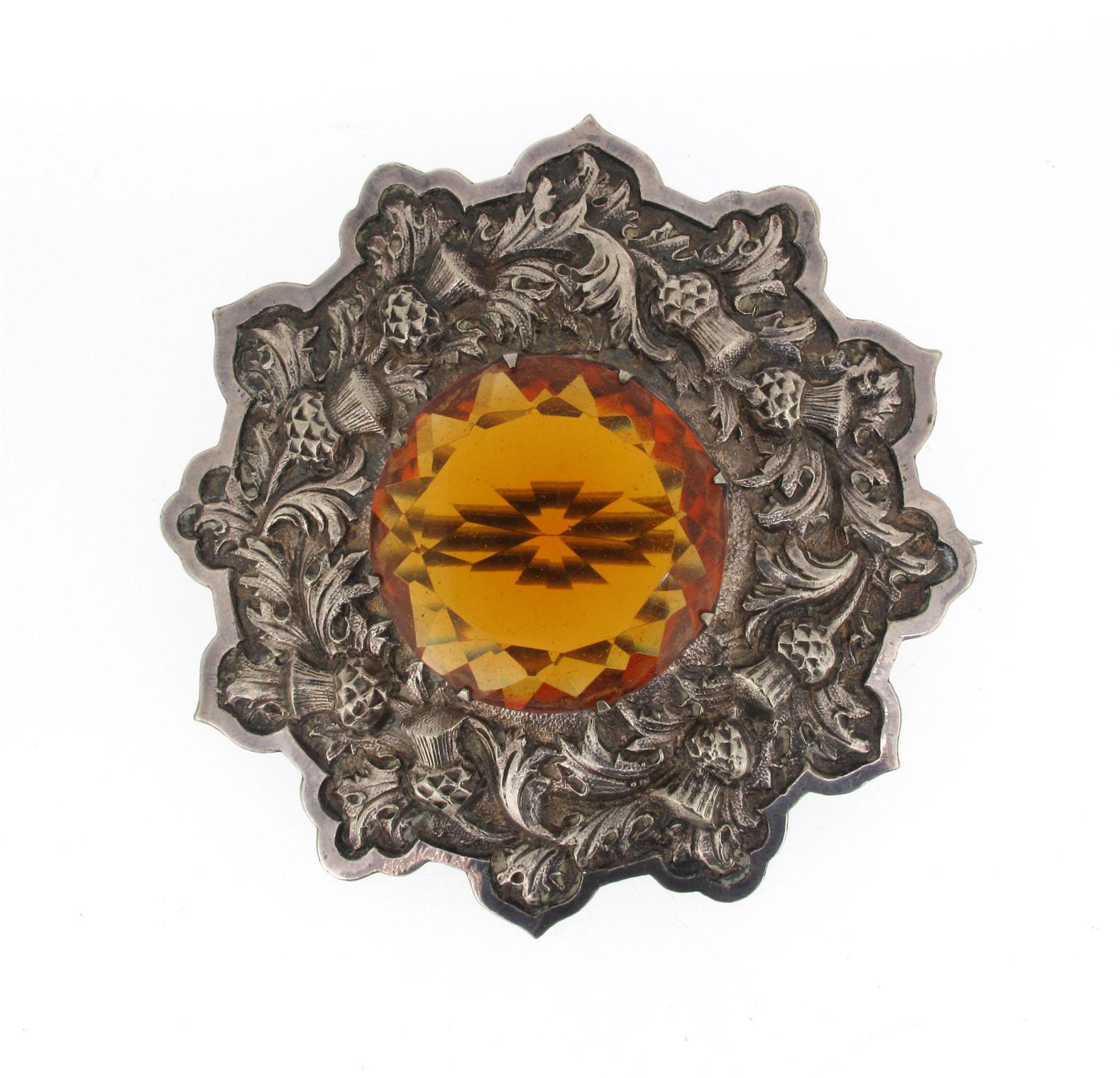 Appraisal: A large Scottish citrine mounted brooch