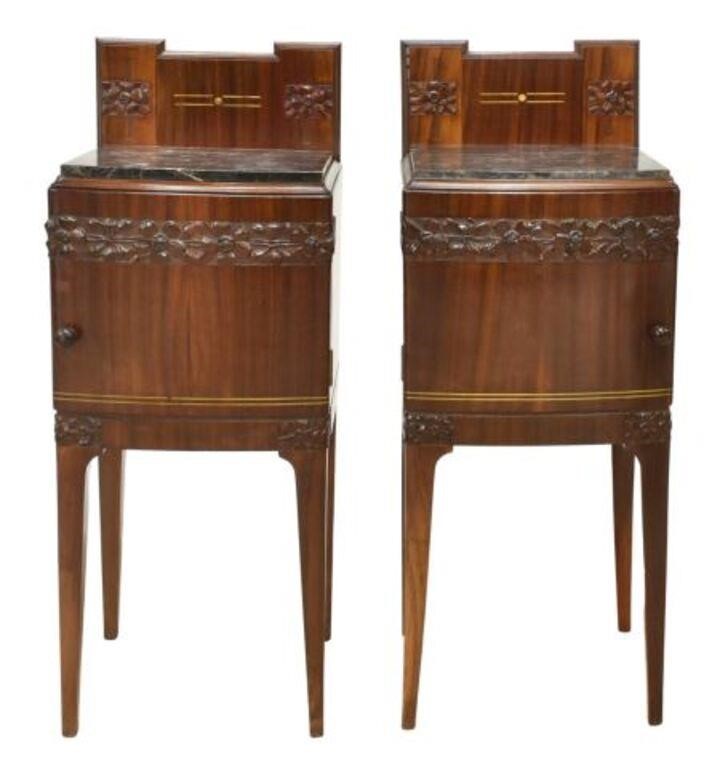 Appraisal: lot of Italian Art Nouveau rosewood bedside cabinets attributed to