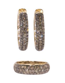 Appraisal: Brown diamond and k yellow gold jewelry suite Brown diamond