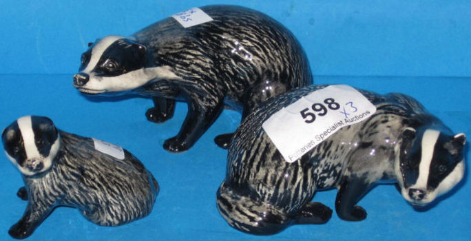 Appraisal: Beswick Badger Male Badger Female and Badger Cub