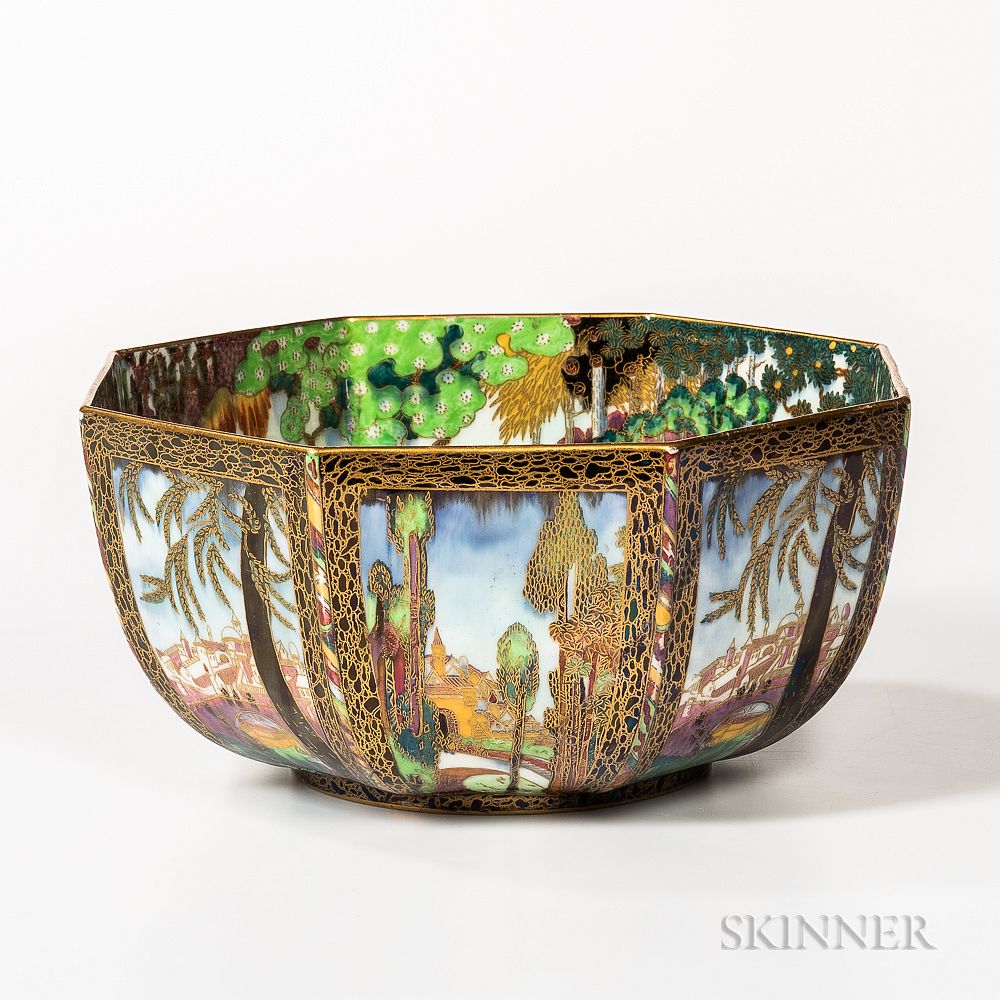 Appraisal: Wedgwood Fairyland Lustre Castle on a Road Octagonal Bowl Wedgwood