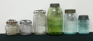 Appraisal: Fruit jars Fruit jars- 'BBGMCo monogram ' quart aqua very