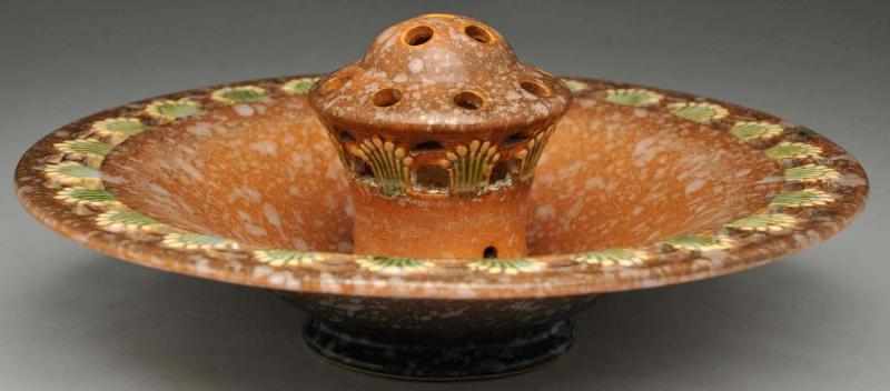 Appraisal: Roseville Ferella Center Bowl Flower Frog Frog attached to bowl