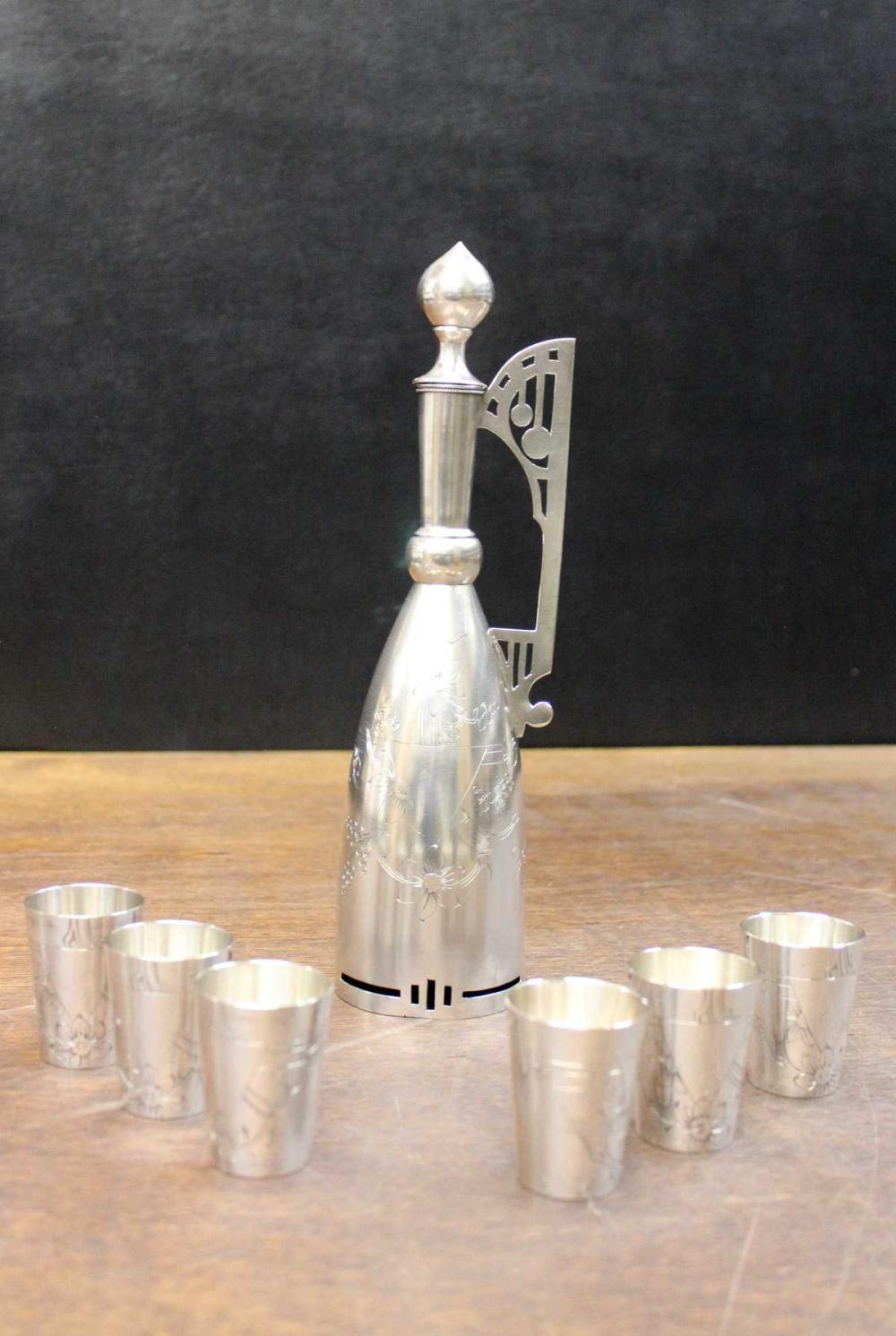 Appraisal: SEVEN PIECE RUSSIAN FINE SILVER DRINK SET hallmarked silver Moscow