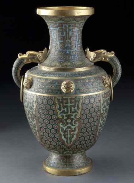 Appraisal: Chinese Qing Qianlong cloisonne vase the body depicting cicada symbols