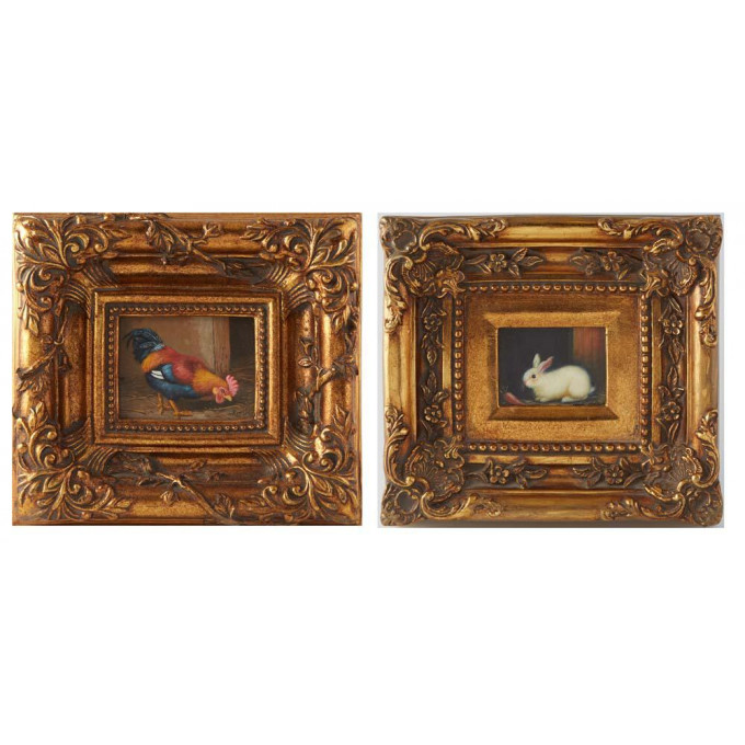 Appraisal: Two Miniature Paintings Renate Bell - Texas Oklahoma The Rooster