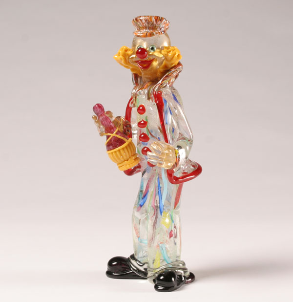 Appraisal: AVEM attributed Murano art glass clown with bottle H Very