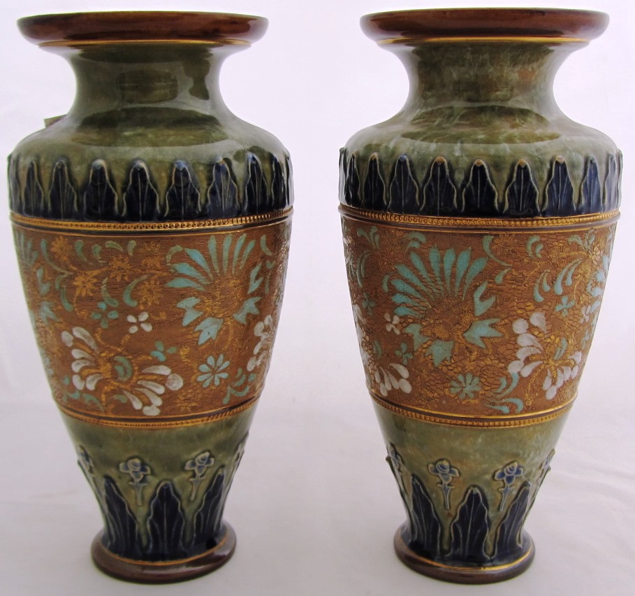 Appraisal: A pair of Royal Doulton salt glaze stoneware vases chine