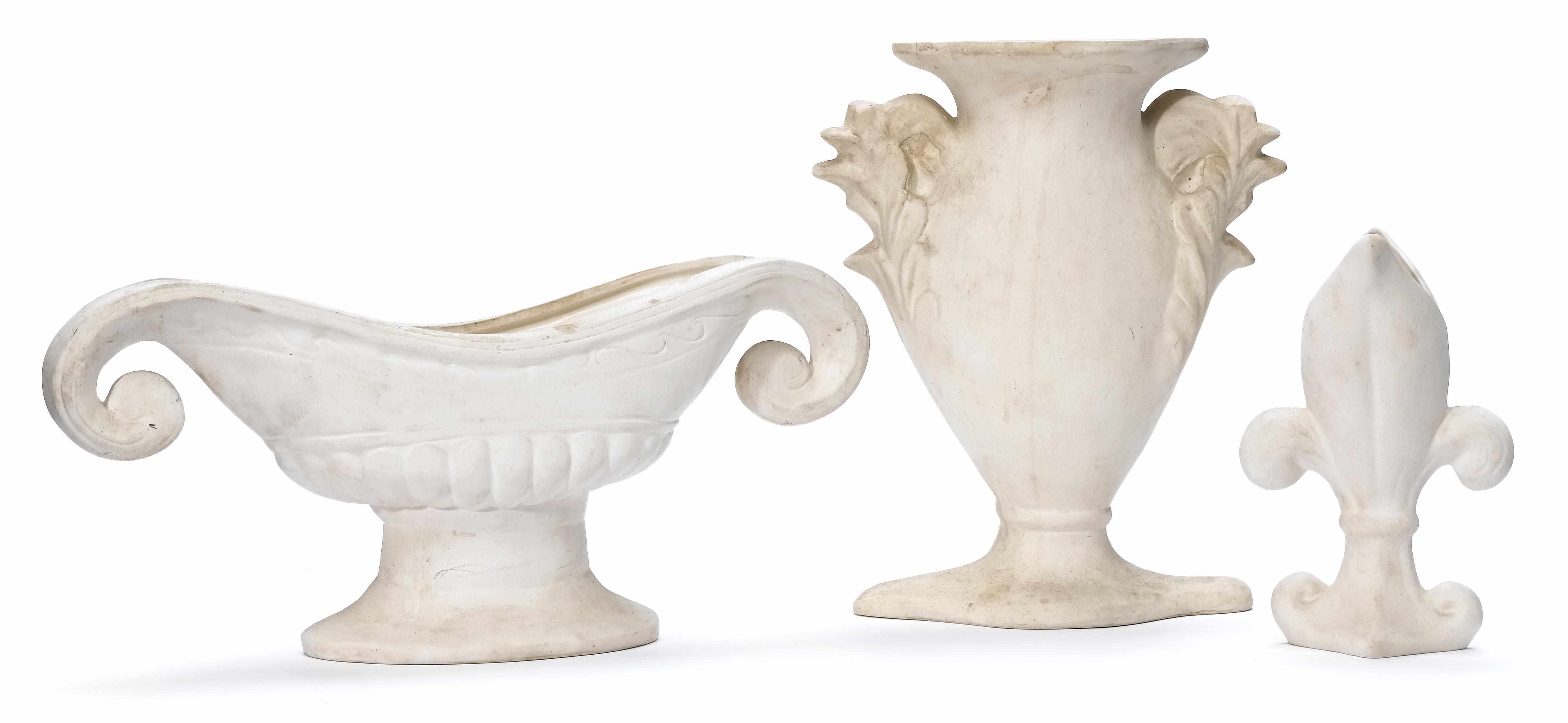 Appraisal: A group of various white glazed earthenware articles most probably